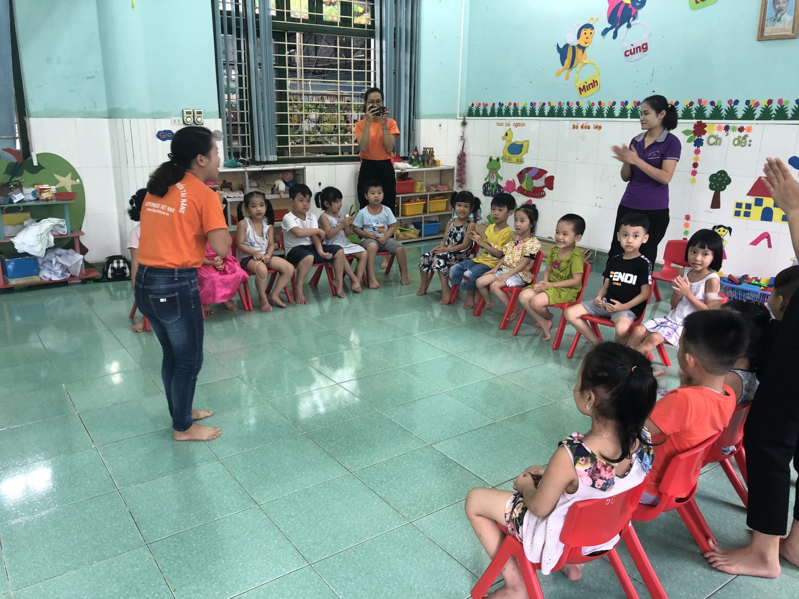 Tiết học trải nghiệm kỹ năng sống tại trường mầm non Tân Thịnh A