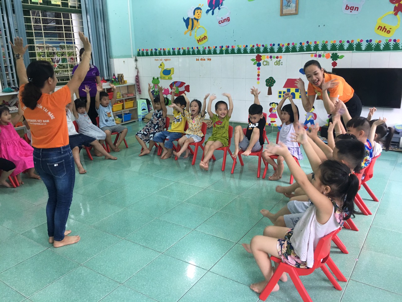 Tiết học trải nghiệm kỹ năng sống tại trường mầm non Tân Thịnh A