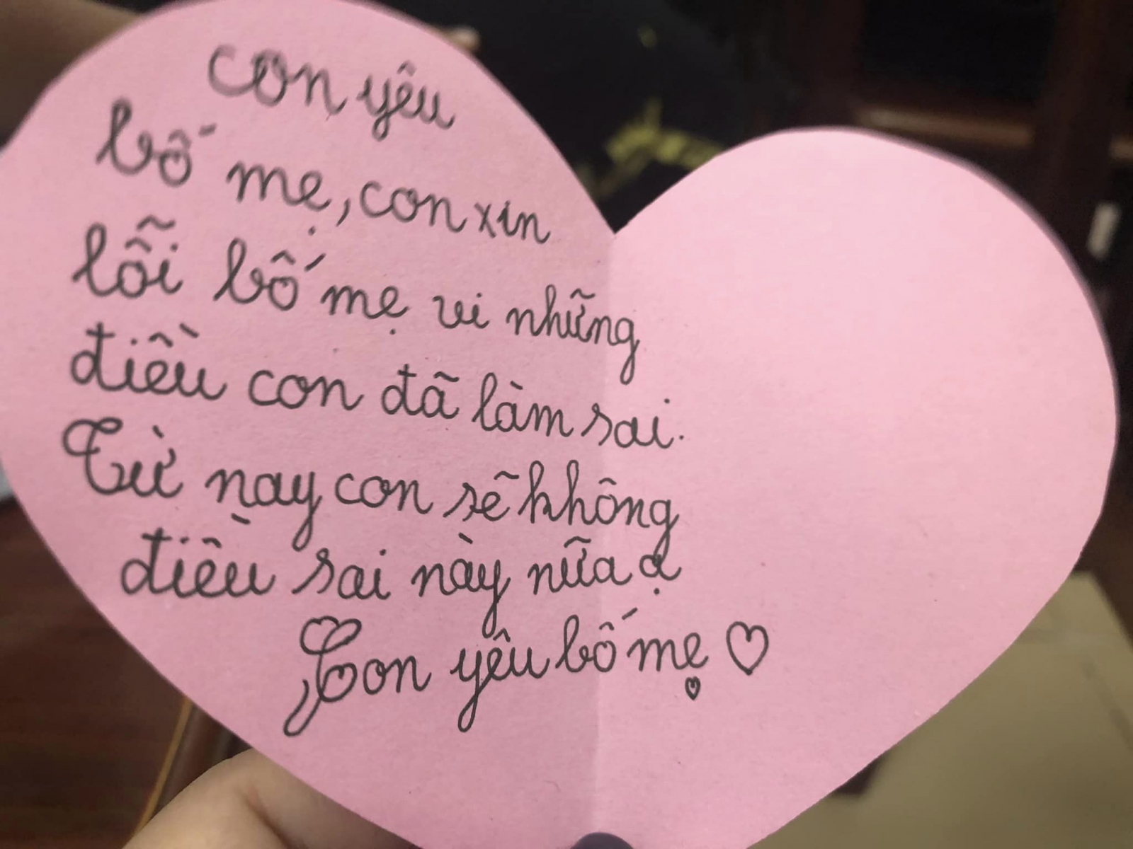 Trái tim yêu thương thay cho lời cảm ơn và xin lỗi gửi tới mẹ của mình.