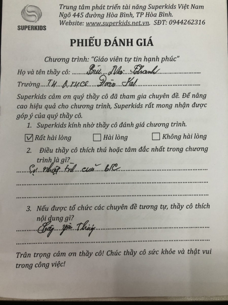 Đánh giá của cô Bùi Mai Thanh trường tiểu học Đoàn Kết