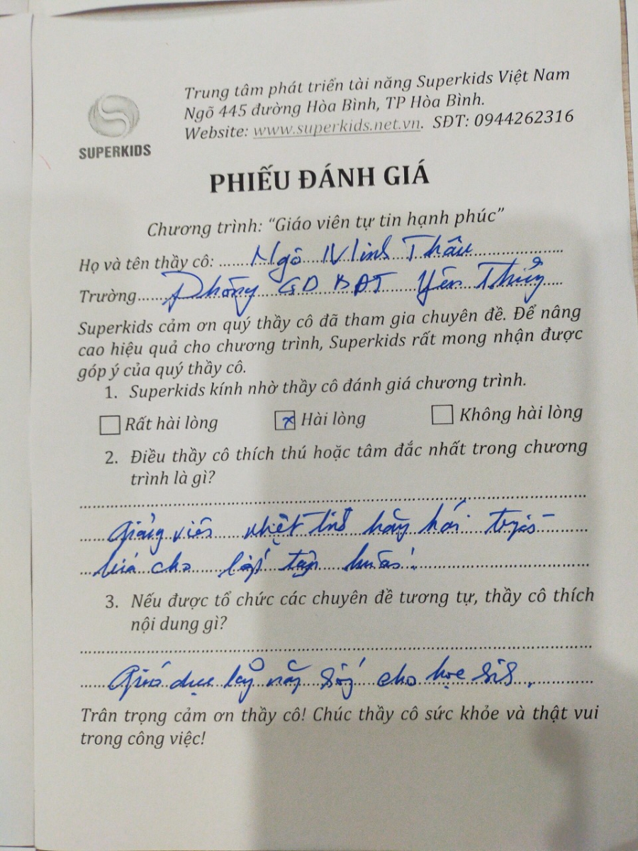 Đánh giá của chuyên viên phòng giáo dục thầy Ngô Minh Thâu