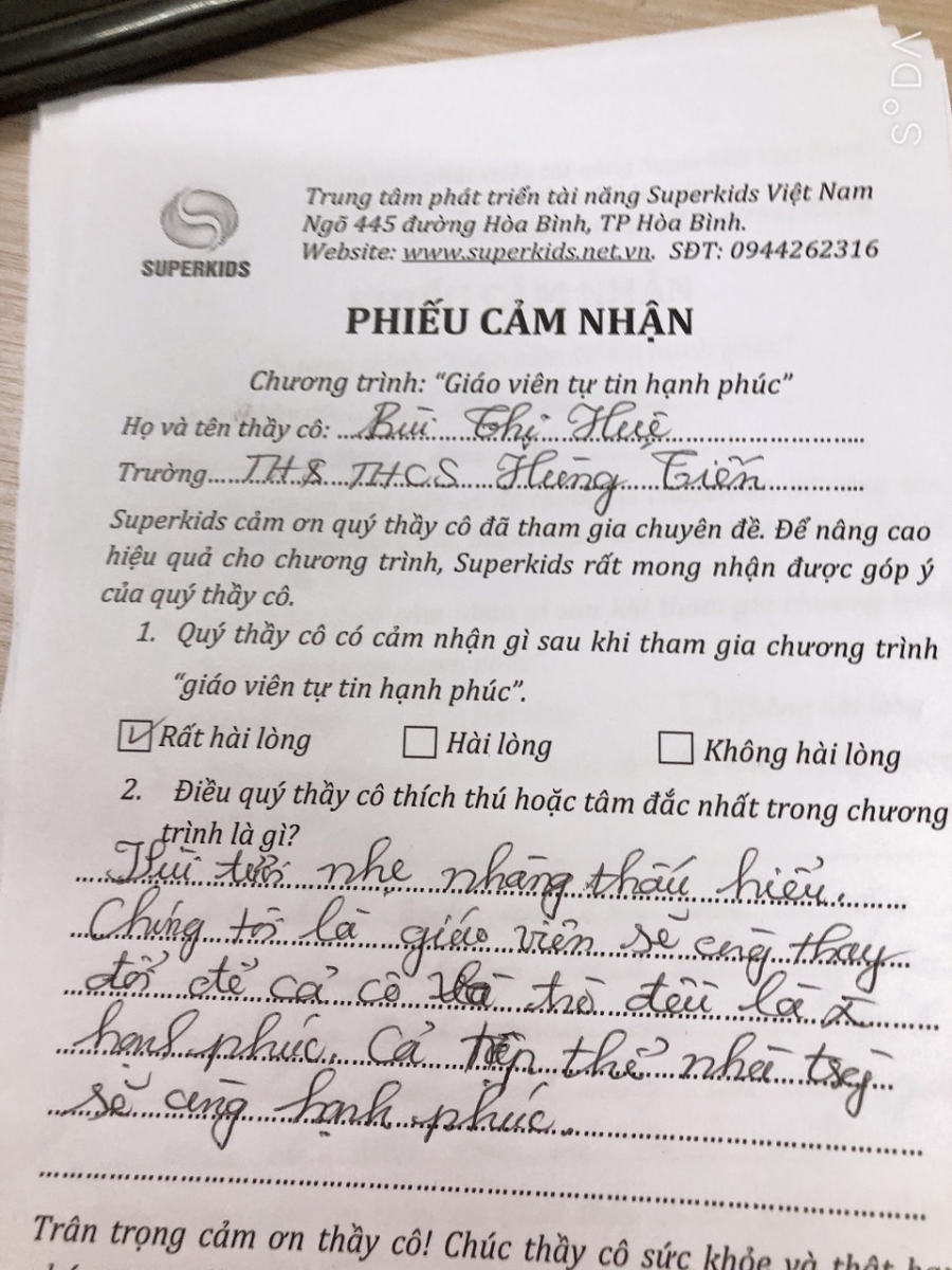 Cảm nhận của cô Bùi Văn Huệ trường Hùng Tiến