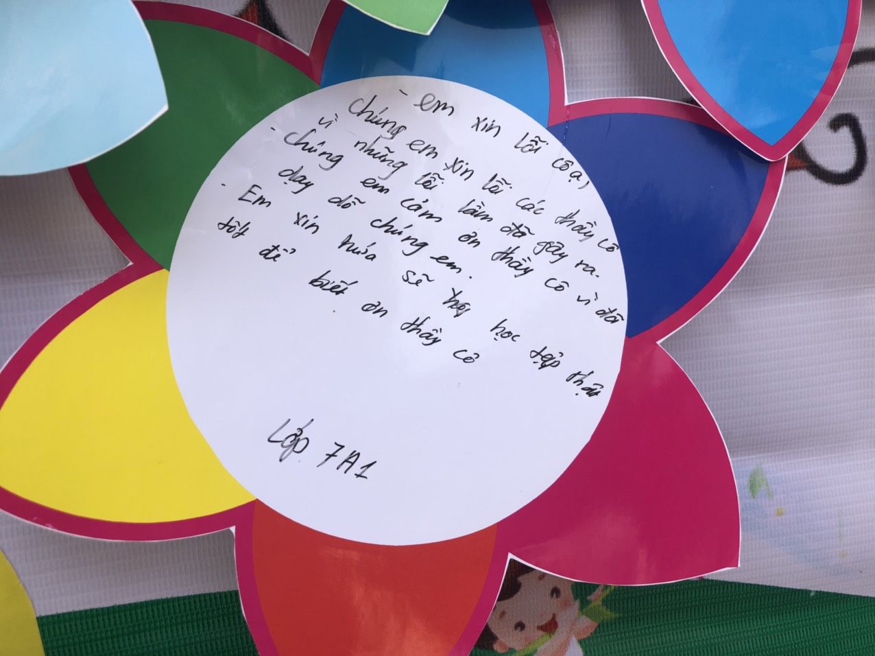 Những lời nói đẹp của các em học sinh lớp 7A2 gửi tới Thầy cô của mình.