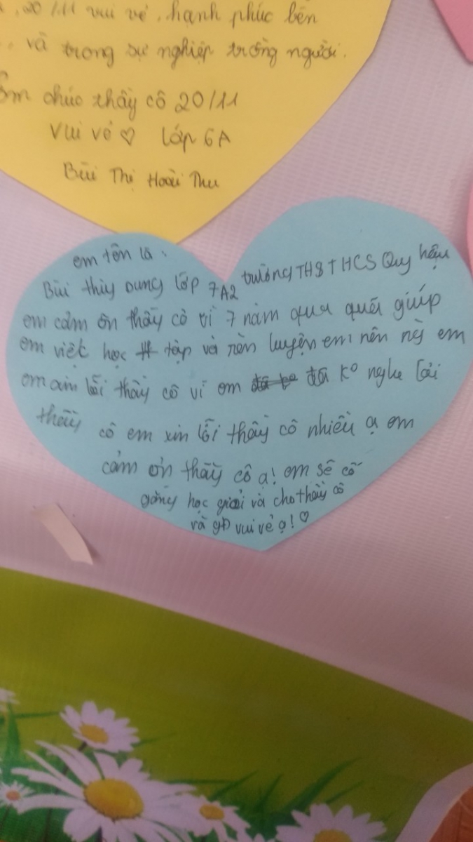 Những lời yêu thương của học sinh qua trái tim yêu thương.