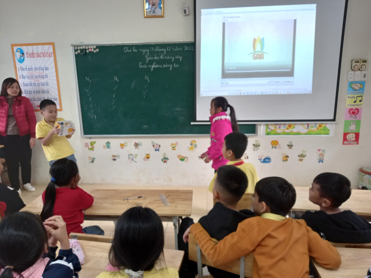 Học sinh lớp 4_Trường TH và THCS Thung Nai với hoạt động trò chơi trong tiết học trải nghiệm sáng tạo