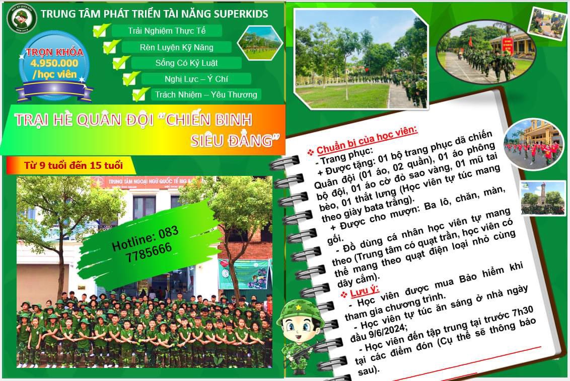 Thông tin chi tiết về trại hè quân đội 2024